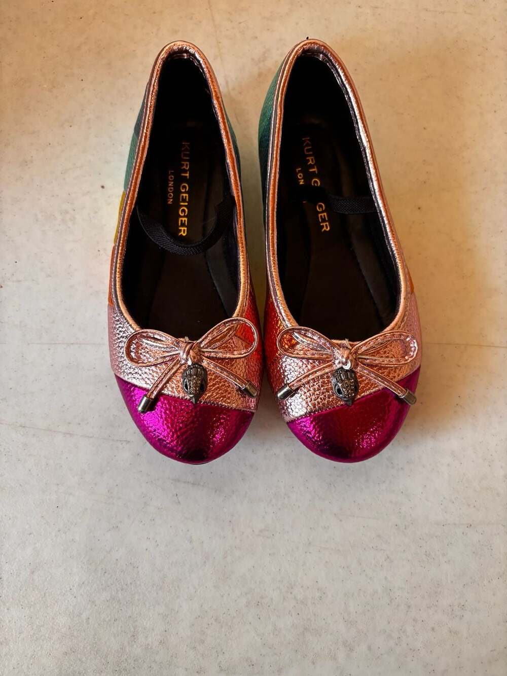 Kurt Geiger London Kids Mini Eagle Ballerina Rainbow Flat